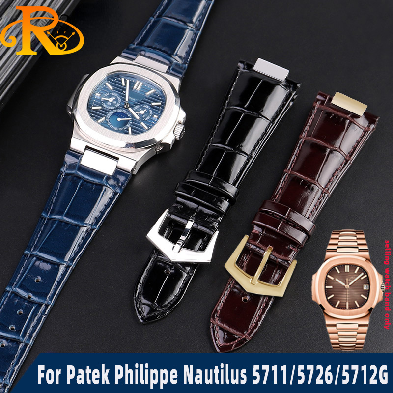 Patek Philippe Watch Aquanaut - 25X13mm notch Genuine Leather Watch Strap